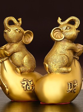 纯铜大象摆件一对布袋象工艺品开业礼品办公室桌客厅酒柜家居装饰