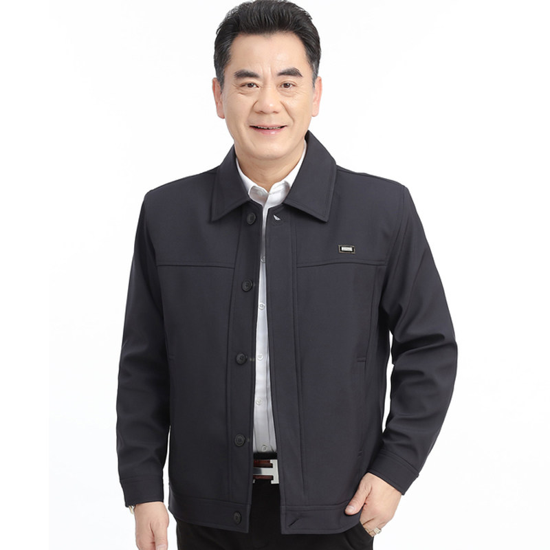 Dad's autumn coat men's lapel autumn and winter middle-aged and elderly men's jacket 50-year-old middle-aged men's tops 60-year-old grandfather