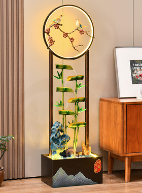 现代中式竹子假山客厅流水摆件循环水落地装饰品造景开业乔迁礼物