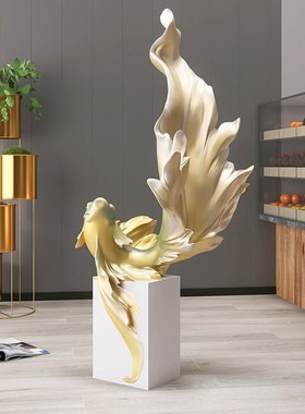 新中式锦鲤客厅大型落地摆件电视柜旁边轻奢大气家居饰品乔迁开业