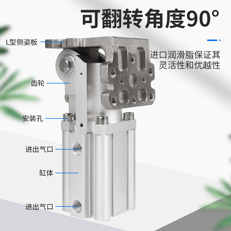 新款气动侧姿铰链翻转气缸 FCZ20-20ZB/DHRC32-30LB/40-40L机械手 - 图1