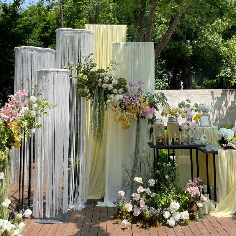 婚庆道具圆环吊顶珠帘装饰花环架婚礼舞台布置线帘升降架铁艺路引,淘宝优惠券,粉丝福利购,淘宝优惠卷