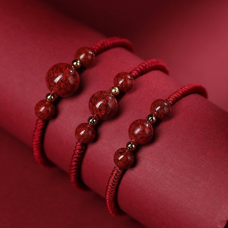 天然原矿朱砂晶体砂原石红绳手链手工编织手绳本命年男女情侣手串,淘宝优惠券,粉丝福利购,淘宝优惠卷