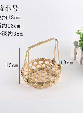 现货手工竹编迷你小方竹篓簸箕筲箕酒店寿司圆Q篮盘饰点缀篮编织