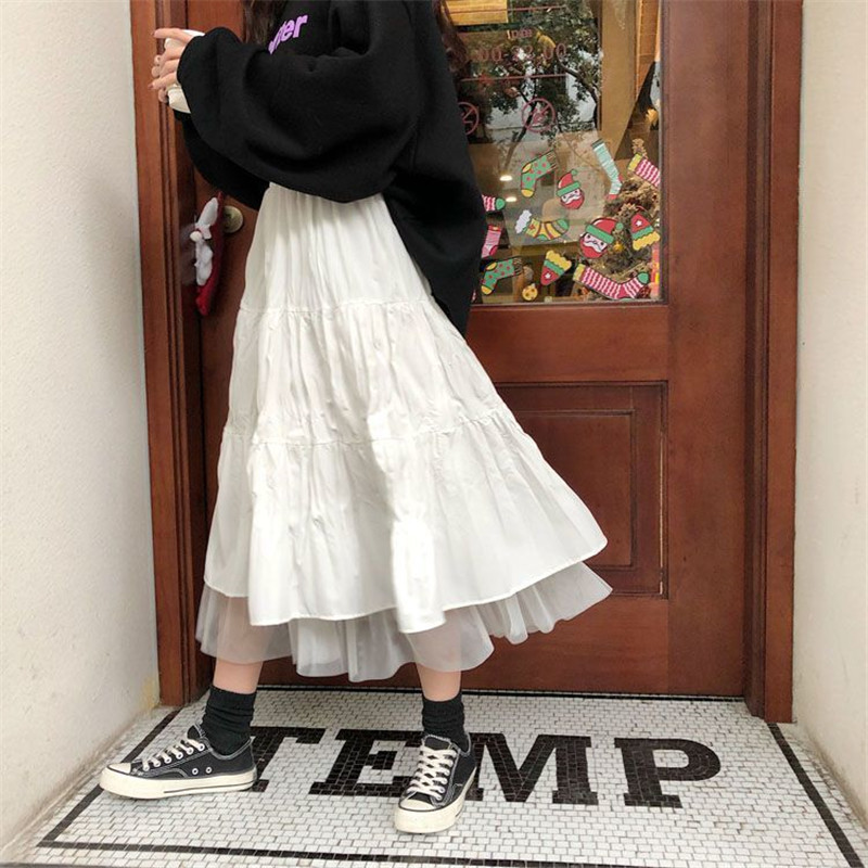 推荐Long Tulle Midi Skirts Womens 2020 Autumn Elastic High W - 图0