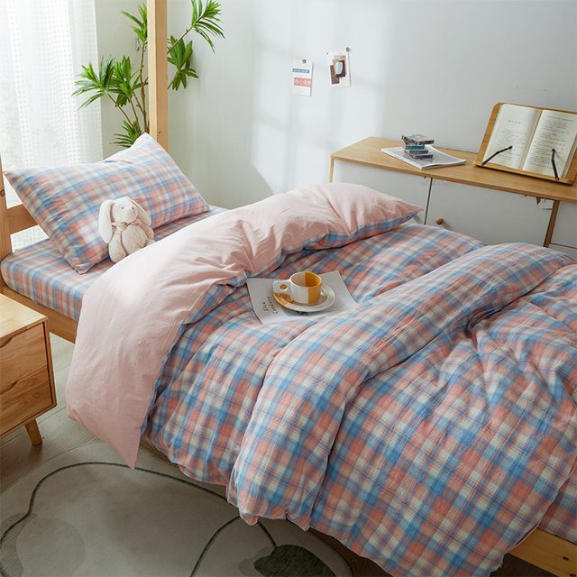 Class A full cotton student dormitory three-piece set 100 pure cotton water D-washed quilt cover bed sheets for top and bottom bunk beds for single beds