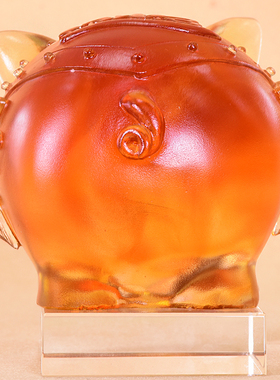 古法琉璃脱蜡烧制猪客厅电视柜装饰摆件商务乔迁婚庆生日赠送礼品