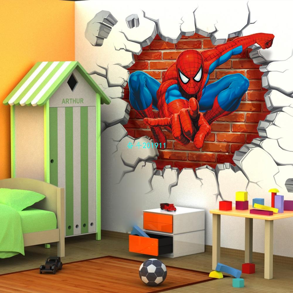 网红45*50cm hot 3d hole famous cartoon movie spiderman wall - 图0