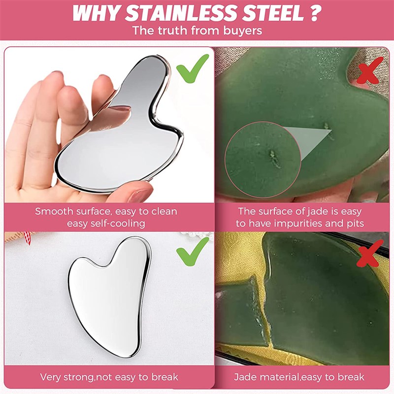 Gua Sha Fchaial Tool, StainlesslStee  GuaSha Massage Tool Na - 图1