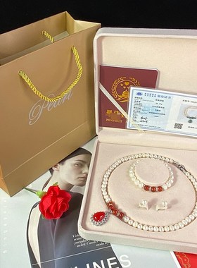 天然淡水珍珠项链套装女送妈妈母亲节送礼妇M女节女友直播网红