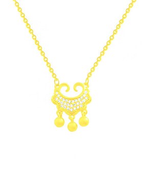 国潮微镶同心锁钛钢项链女新潮百搭锁骨链时尚高级感W吊坠配饰