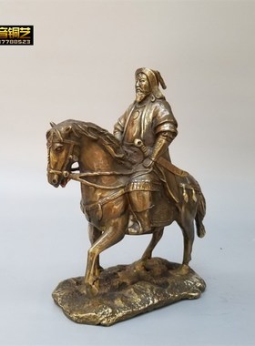 大号成吉思汗全身铜m像大汗铁木真骑马像半身像家居人物雕塑定做
