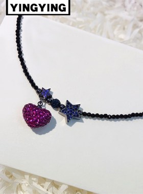 韩国时尚心有所属l爱心短链项链颈链黑色糖果色精致春夏锁骨链女