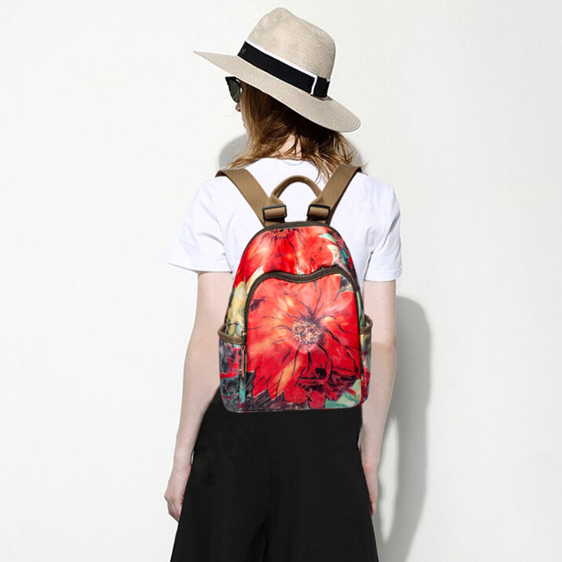 印花牛津布双肩包女2022新款时尚防水旅行小背包轻便帆布女包包,淘宝优惠券,粉丝福利购,淘宝优惠卷