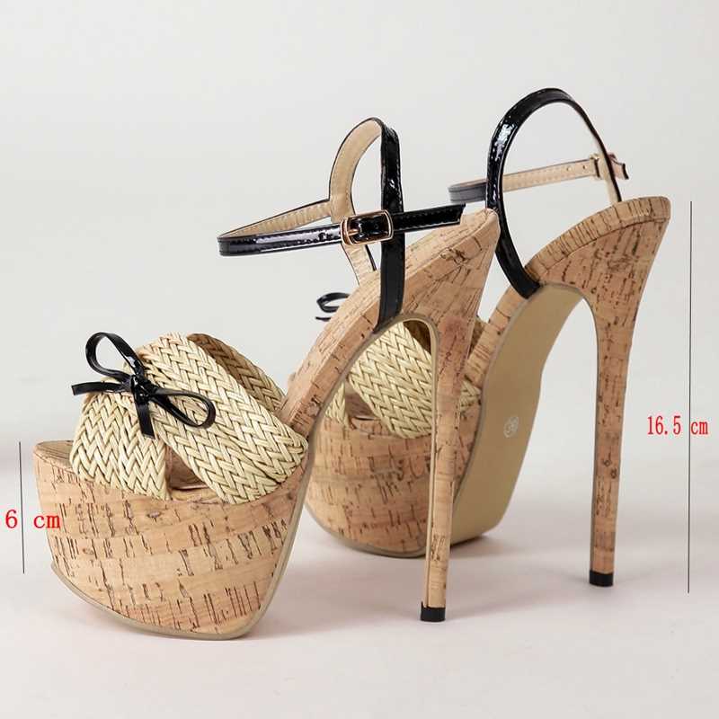 Weave Sandals High seelH 16 cm Thin Heel Ankle etrapW PeSp T - 图2