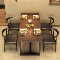 American industrial wind solid wood dining table and chairs combined family y with dining table snack bar Restaurant cafeteria Fire pot shop and chairs