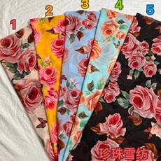 Шифон 珍珠雪纺印花面料春夏款微透沙滩洋装衬衫上衣女装服装布料