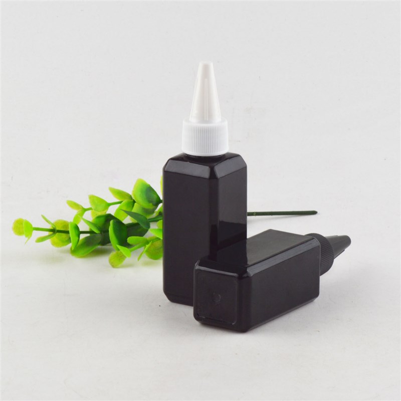 推荐60ML黑色方体尖嘴盖瓶方形避光乳液化妆品分装瓶尖头盖塑料空 - 图1