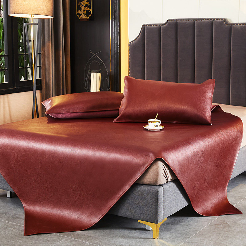 夏季人造皮革凉席冰感丝凉席三件套家用可水洗床笠席子可折叠夏天,淘宝优惠券,粉丝福利购,淘宝优惠卷