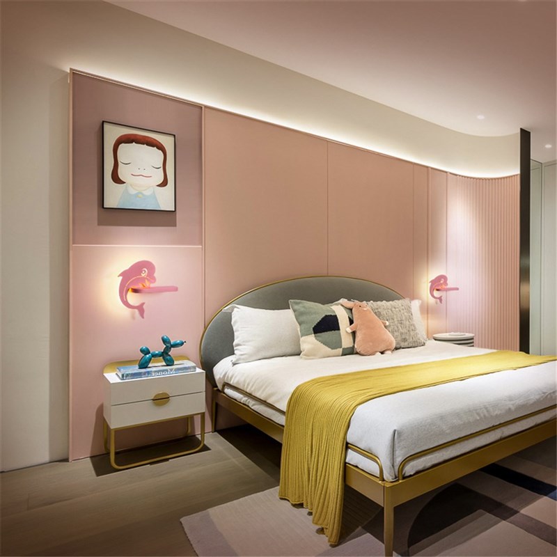 推荐nordic dolphin aircraft Shelf led wall lamp for kids bed-图3