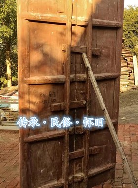 民俗老物件老木门木风化铁艺大门庭院旧木门院门S民宿装修怀旧复