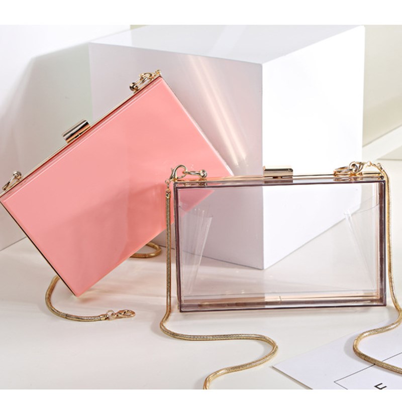 推荐BELLA JOY New Acrylic Transparent Women Clutch Bag Chain - 图0