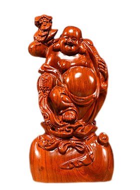 花梨木雕弥勒佛像摆件实木质雕刻笑佛木头家居客厅玄关红木工艺品