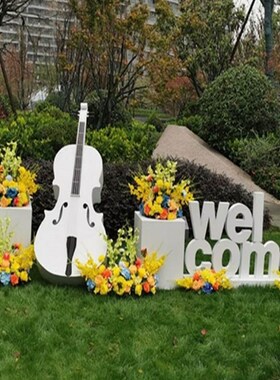户外园林大c提琴花架雕塑摆件创意别墅庭院金属园艺景观工艺品装