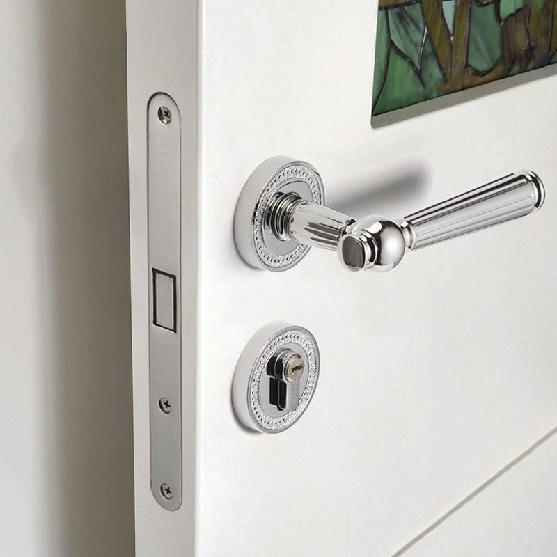 门锁室内静音锁金色法式轻奢木门门把手卧室家用房门磁吸分体锁具 - 图2