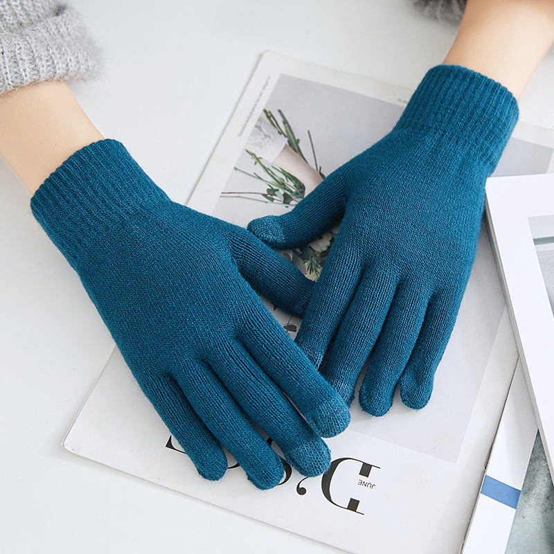 速发Winter Autumn Gloves Touch Screen Warm Mittens Women Men - 图1