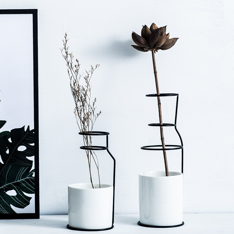 corativm Home Art Cera ic VasDe Iron Art SmalleVase Simp - 图0