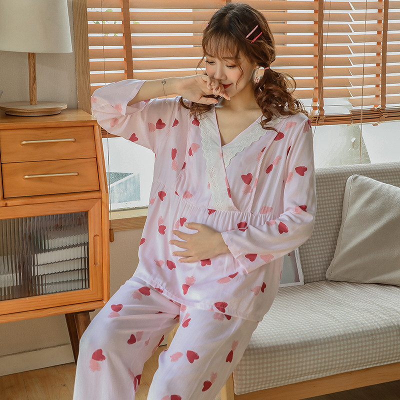 夏秋季棉绸薄款孕妇睡衣产后哺乳套装长袖长裤透S气大码宽松月子,淘宝优惠券,粉丝福利购,淘宝优惠卷