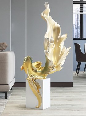 锦鲤喜庆鱼落地摆件轻奢客厅家居装饰品电视柜沙发旁开业乔迁礼物