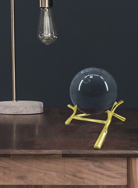 轻奢纯铜招财黄色白水晶球摆件客厅电视柜办公室风水球北欧装饰