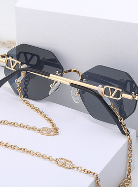 热销Fashionable sunglasses for women with frameless chain su