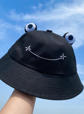 小众高货Fashion Frog Bucket Hat for Women Summer Autumn Plai