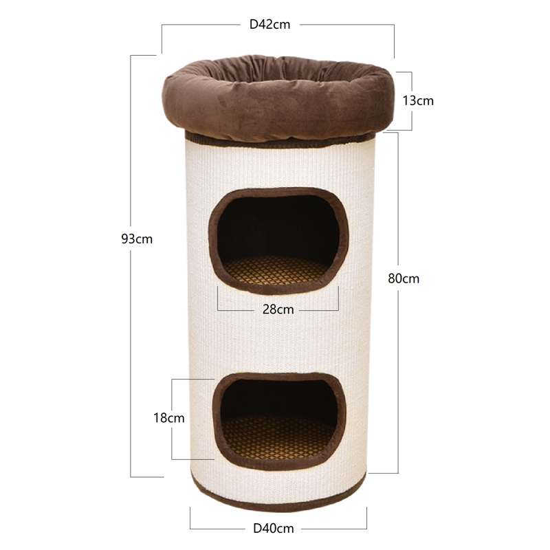 catry凯瑞剑麻筒猫爬架猫抓板猫窝猫树一体可拆洗夏季藤编猫窝桶-图1