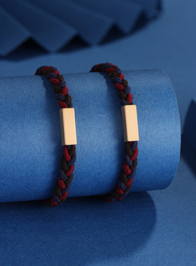 情侣款手链一对小皮筋送给男朋友手腕小皮套定制刻字编织手绳头绳