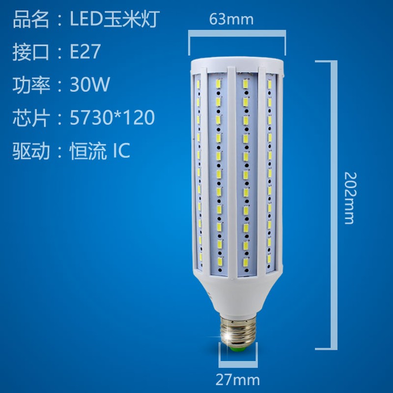 LED玉米灯节能灯泡E2率螺口10W3D0W60W80W大功7超亮白光暖 - 图0