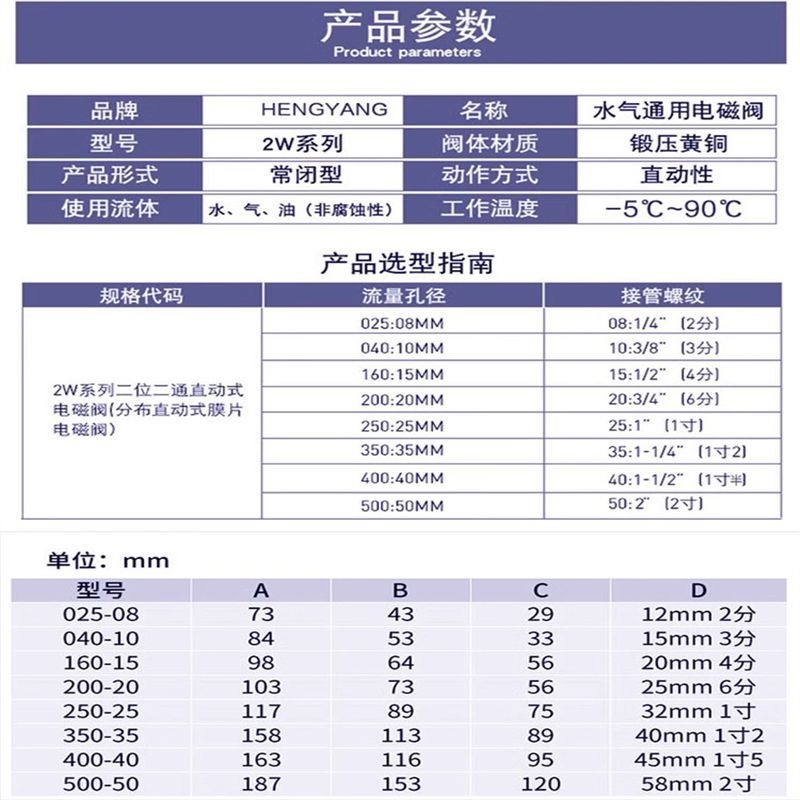 直销常闭电磁阀2W水阀气阀2W160-15 2W025-08 10 2WS250-25 4分1 - 图0