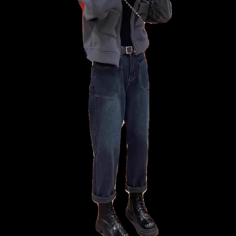 大码女装哈伦老爹裤新款2024微胖mm显瘦加绒萝卜梨形身材牛仔裤子 - 图3