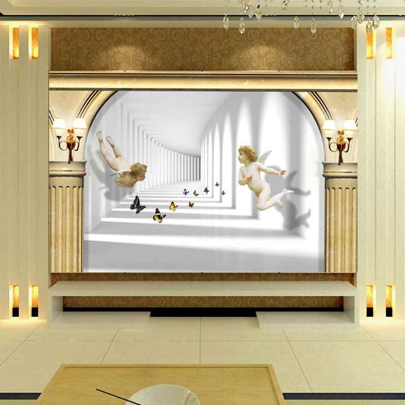 Cus Wm Photo oalnlpaper 3D Stereo RomantColumn Space Angel - 图3