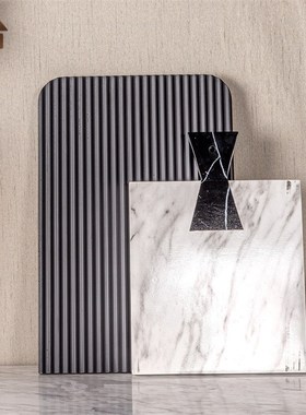 现代侘寂风黑白条纹砧板摆件客厅餐桌切菜板N厨房面包板家居装饰