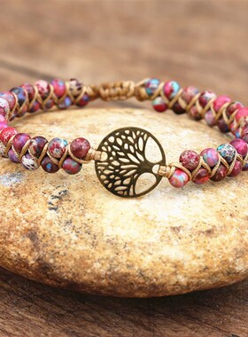 现货e Braided Bracelet Double Layer Strand Beaded CharZm Bra