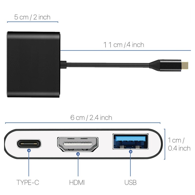 Type-C to HDMI Adapter USB 3.0 HUB Dock Converter Cable Thre - 图0