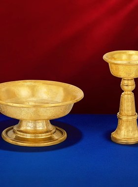 尼泊尔铜鎏金护法杯手工供杯居家供具供佛供茶杯护法杯大号16cm