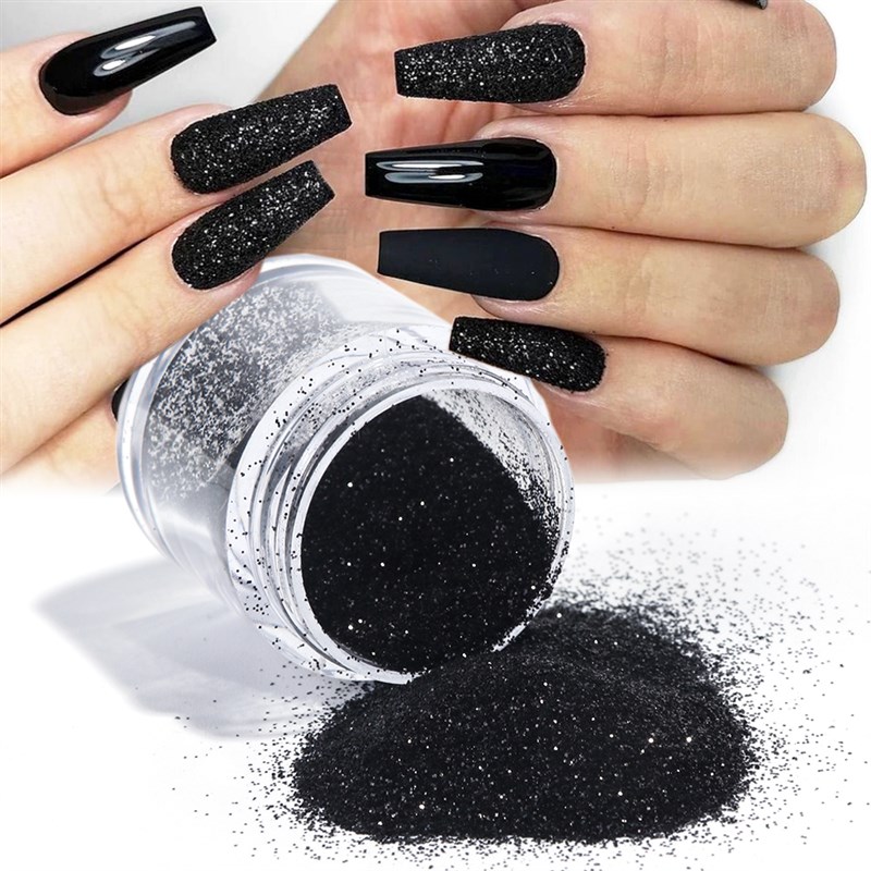 极速1Box Nail Glitter Sugar Powder Balck White Dip Powder Ca - 图0