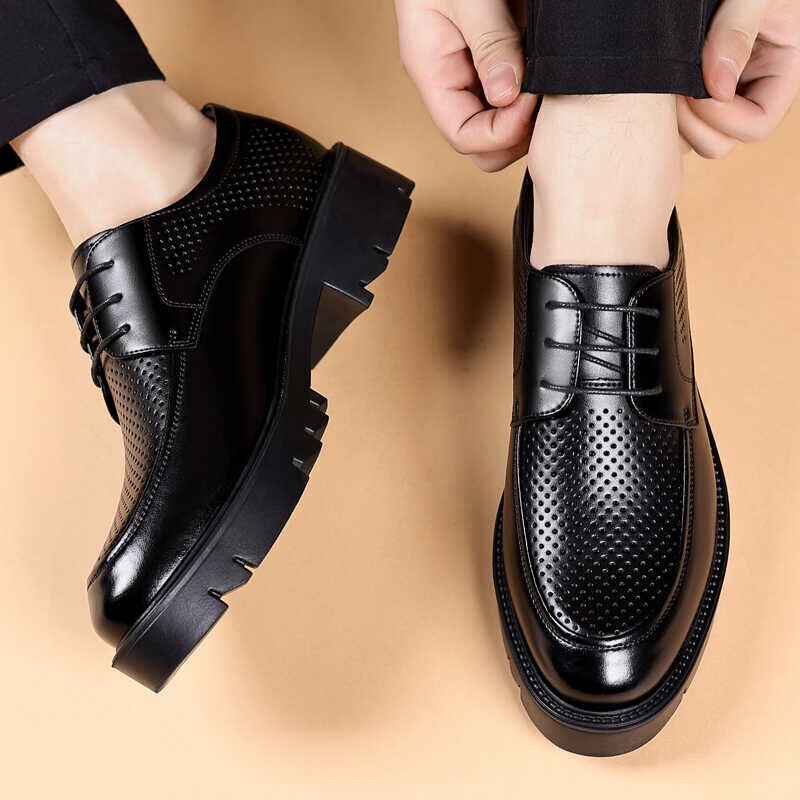 男士增高皮鞋男新款透气镂空凉鞋厚底商务正装内增高英伦结婚男鞋,淘宝优惠券,粉丝福利购,淘宝优惠卷