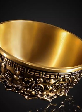 纯铜聚宝盆摆件招财聚财加厚守财盆金碗五福铜碗家居店铺开业礼品