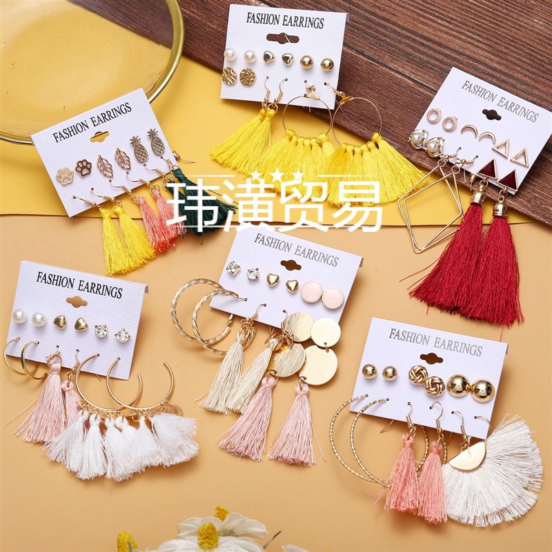 速发women's Fringed earrings Ladies bohemian Tassel Ear jewe - 图2